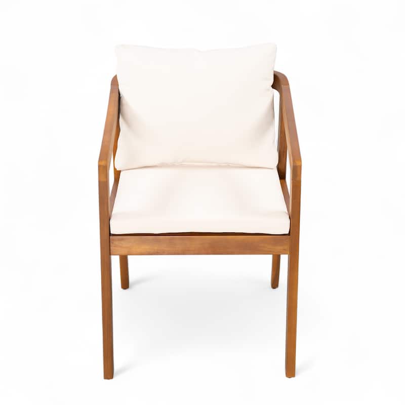 Christopher Knight Home - Thaddeus Acacia Wood Outdoor 5 Piece Dining Set - Natural+Beige+2 Chair