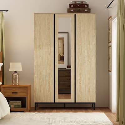 FAMAPY 47.2"x74.8" Armoire Wardrobes With Mirror Doors Closet Hanging