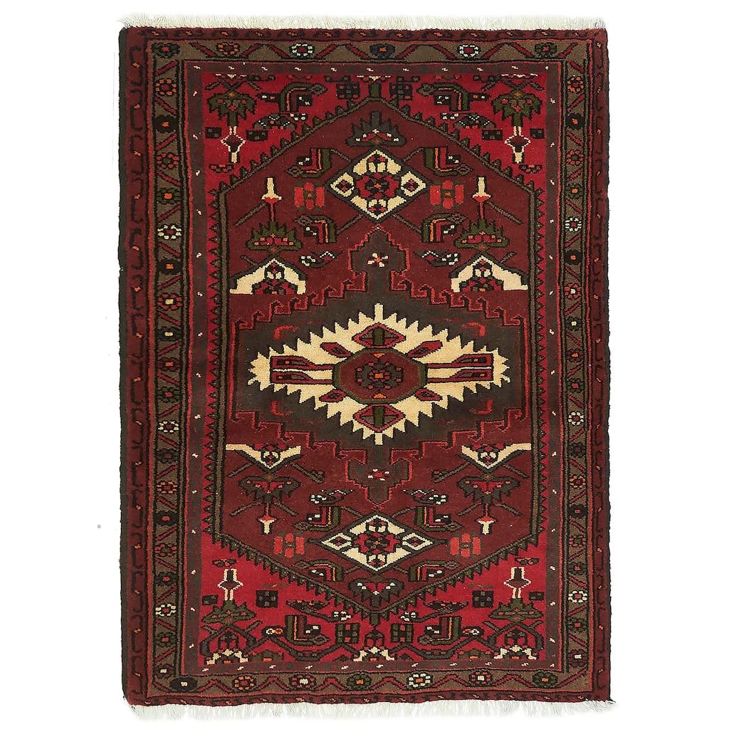 ECARPETGALLERY Hand-knotted Andelz Dark Red Wool Rug - 3'4 x 4'10