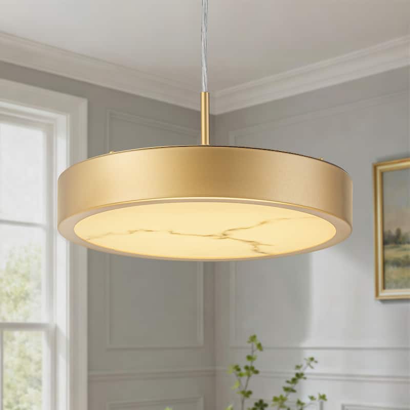 Starsky Alabaster Stone-look Resin Modern Gold LED Chandelier - 11.81 in W