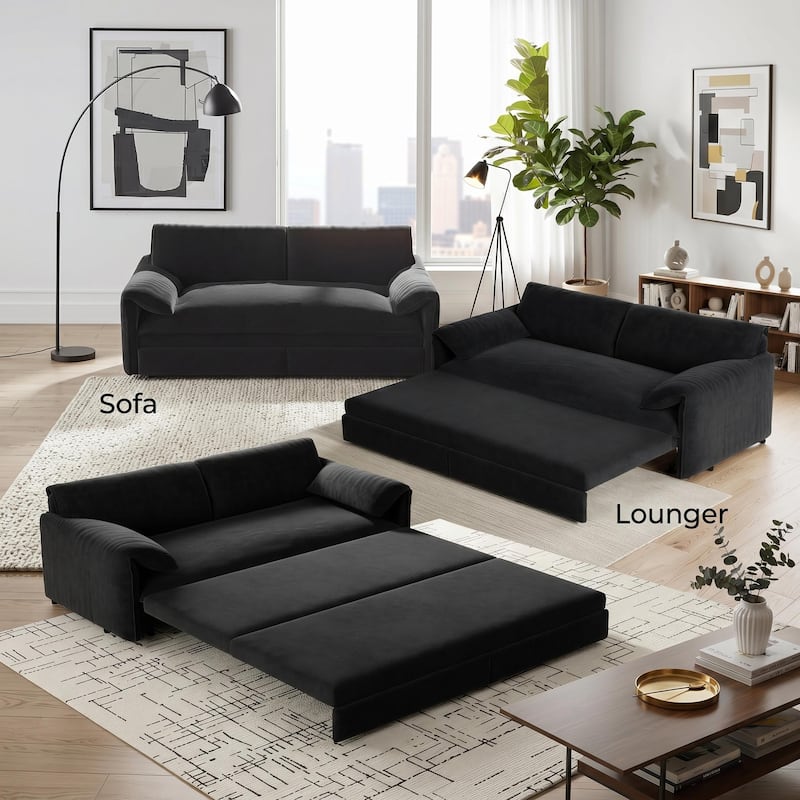 Homy Casa 66" Queen Pull-Out Sofa Bed with Storage, Velvet Loveseat, Designed for Everyday Living Work, Relax, Sleep