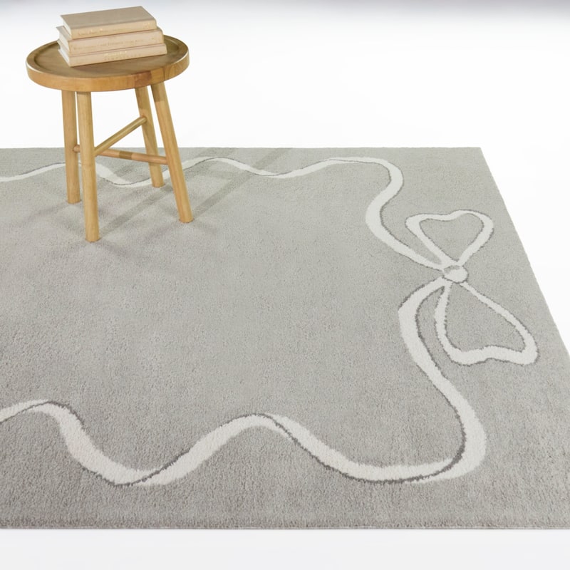 Rachel Bows Border Area Rug - 5'3" x 7' - Grey