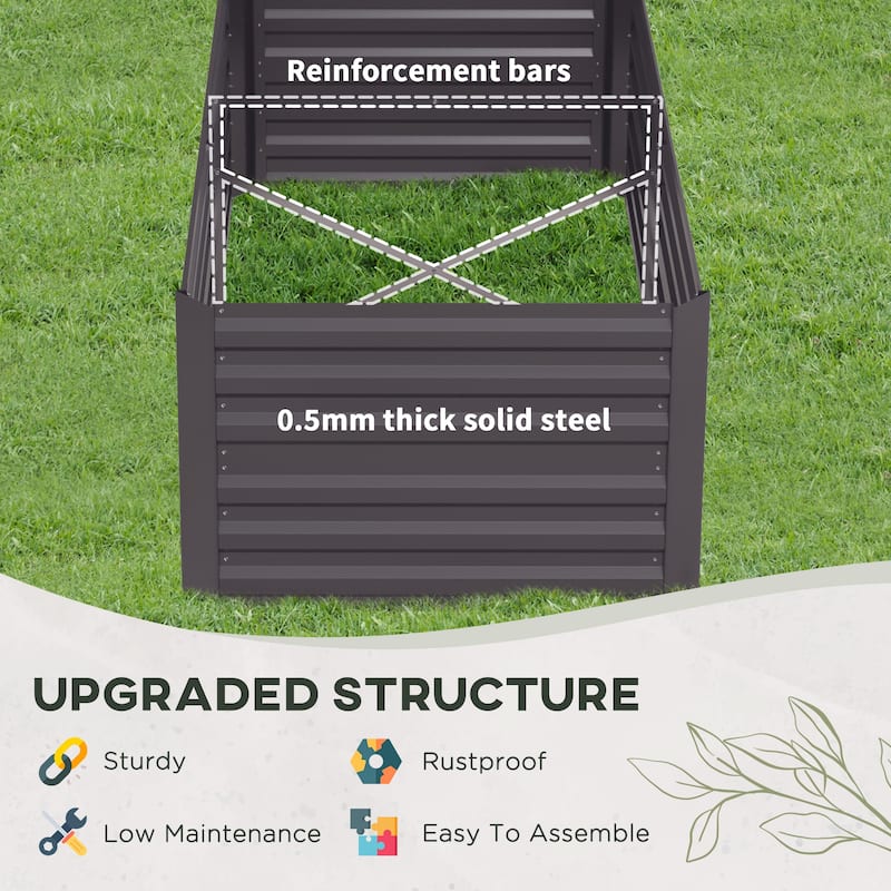 Outsunny Raised Garden Bed, 71" x 36" x 23" Galvanized Steel Planters for Outdoor Plants with Reinforced Rods