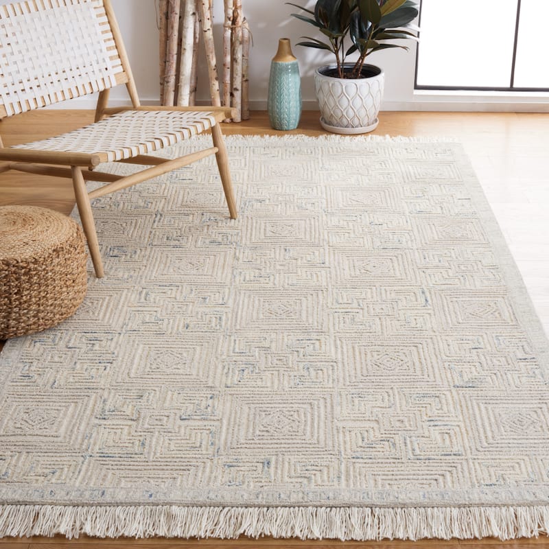 SAFAVIEH Handmade Ikat Viorika Wool Rug - 8' x 10' - Ivory/Grey