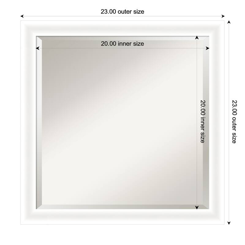 Oliver Narrow Beveled Wood Framed Wall Mirror - 23 x 23 in - Oliver White Narrow