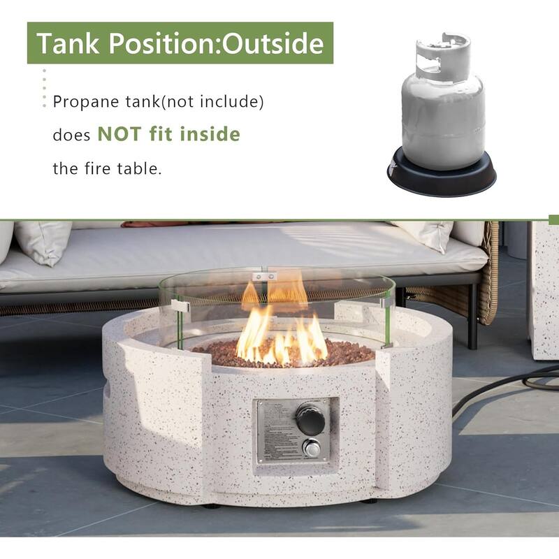 COSIEST 28''Outdoor Propane 40,000 BTU Fire Pit w Wind Glass and Tank
