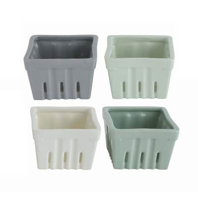 Square Stoneware Berry Bowls (Set of 4 Colors)
