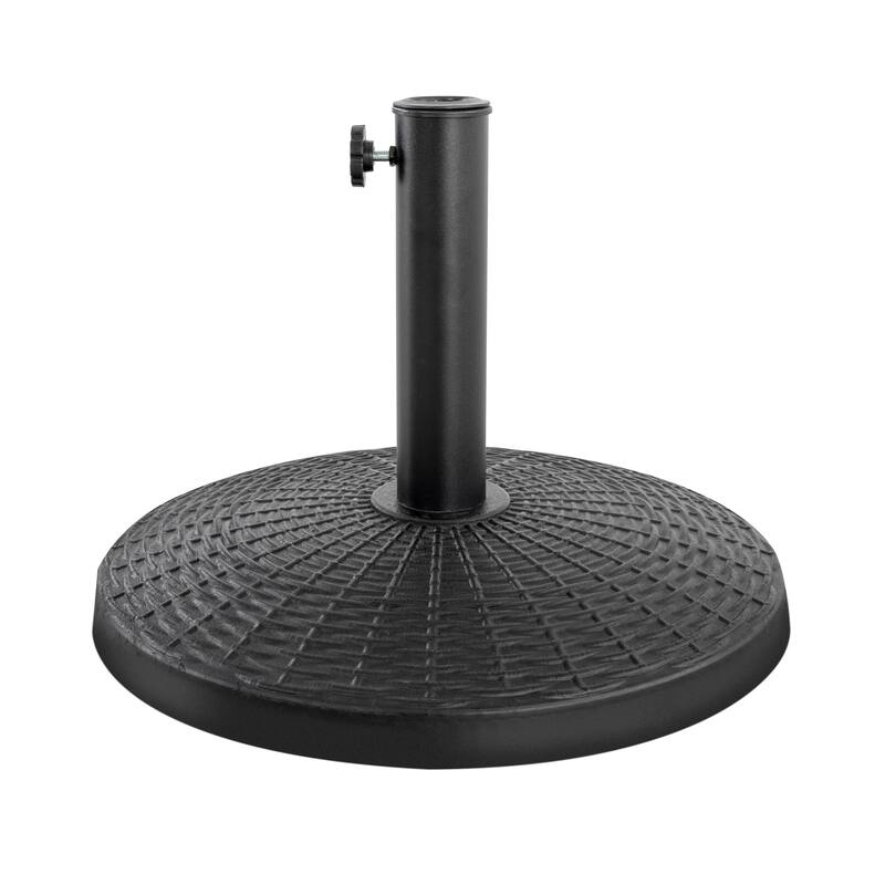 Outdoor Round Black Patio Umbrella Base, Resin and Concrete - Black