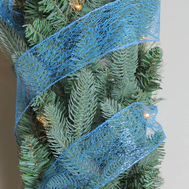 Glittering Blue Solid Wired Christmas Craft Ribbon 2.5" x 10 Yards