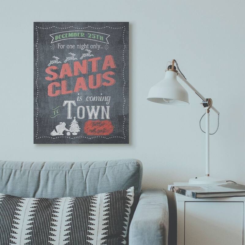 Stupell Santa Claus Holiday Advert Christmas Word Design Canvas Wall Art, Proudly Made in USA