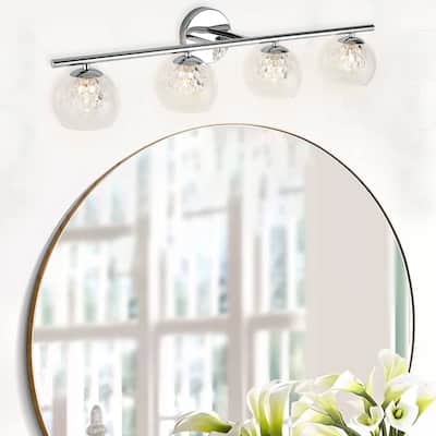 4 Lights Modern Bathroom Crystal Glass Vanity Wall Sconce