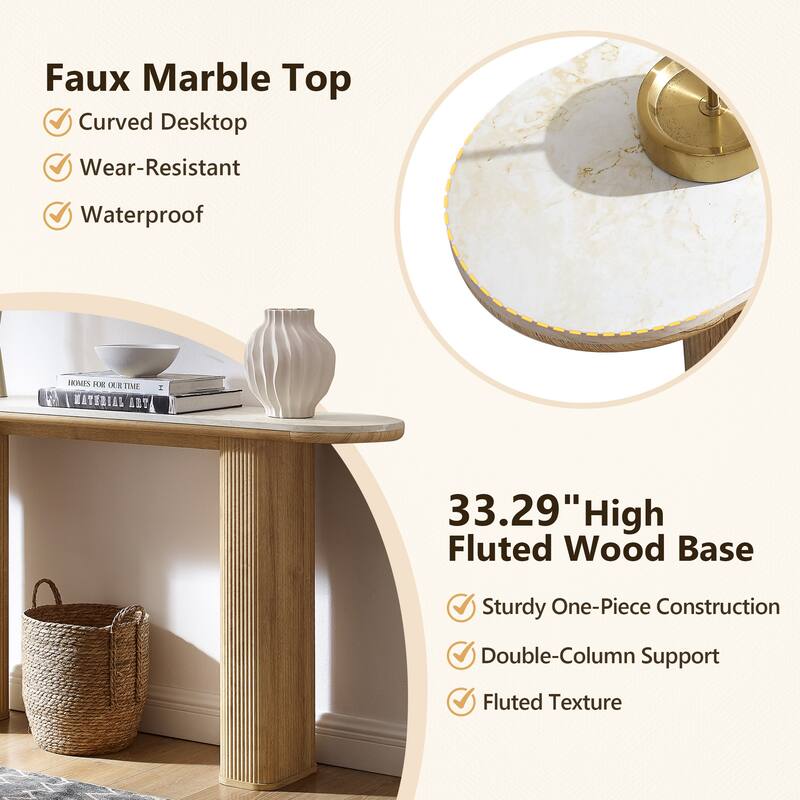 63" Modern Console Table, Entryway Table, Sofa Table with Fluted Bases