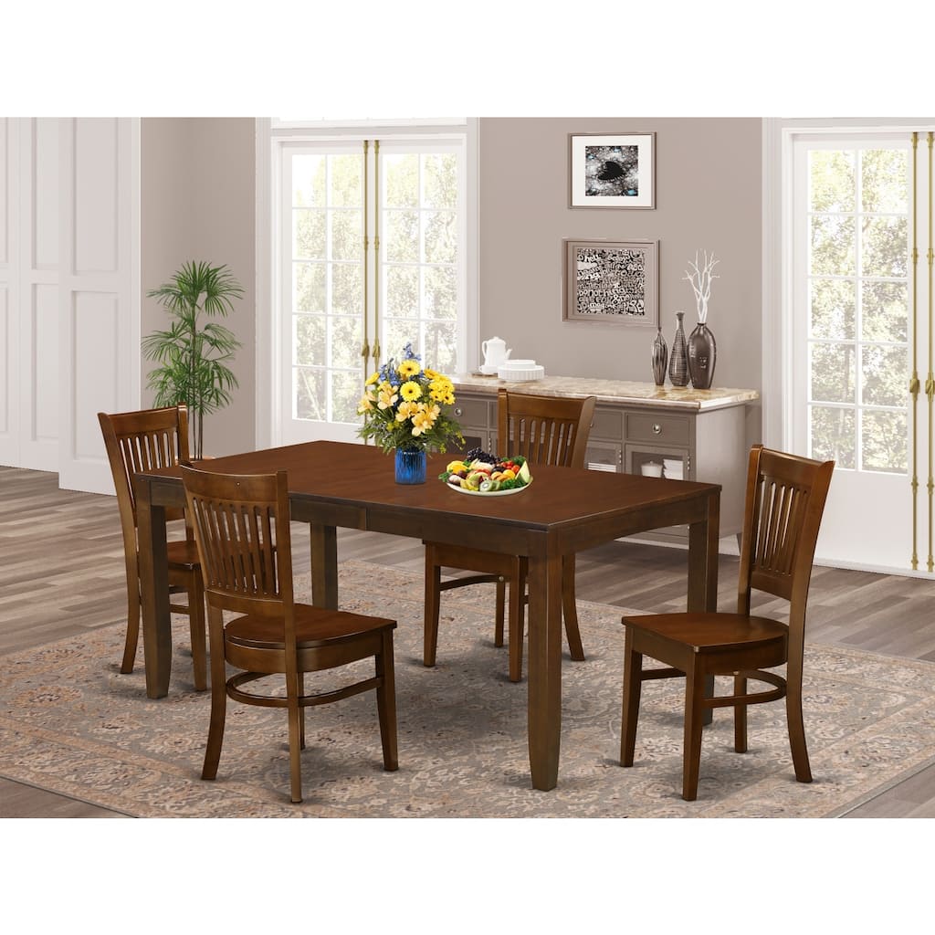 Modern Dining Table Set - Kitchen Table with Chairs, Espresso Finish, Space Saving Leaf Design