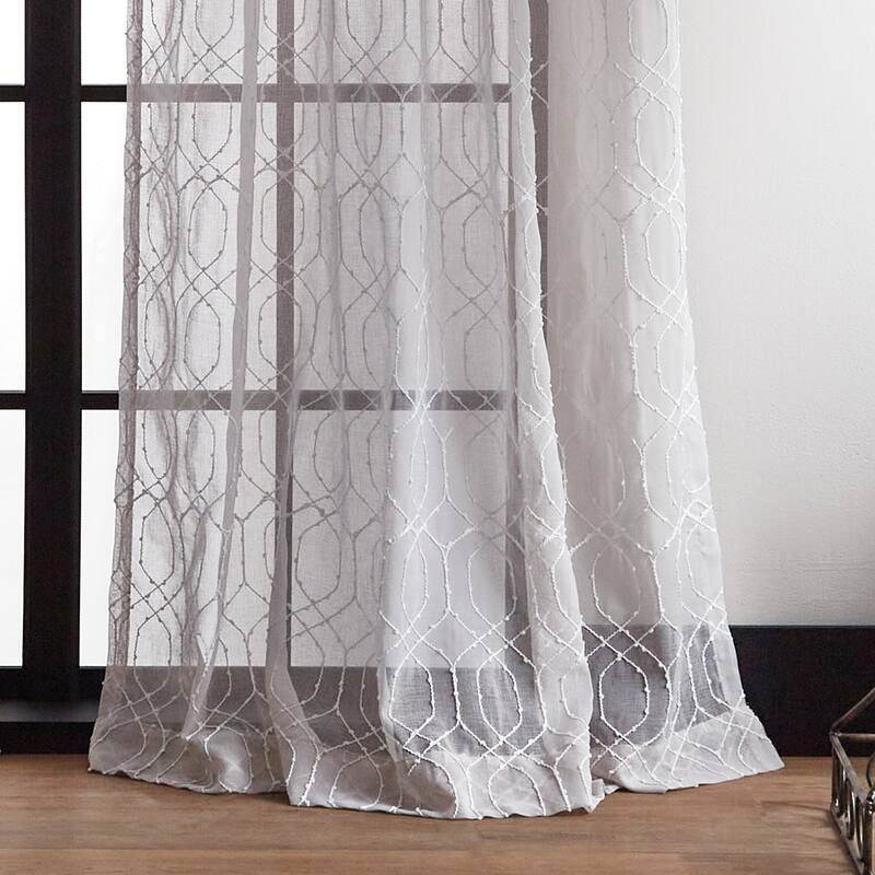 Martha Stewart Hourglass Embroidery Poletop Curtain Panel Pair