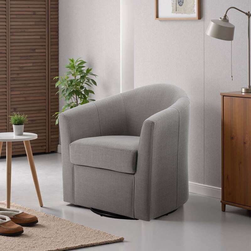 Anna Upholstered Swivel Barrel Accent Chair