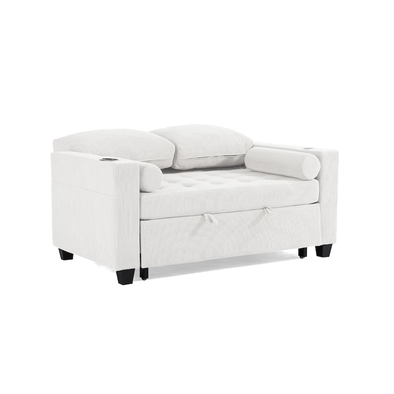 3-in-1 Pull-Out Sleeper Sofa Bed Convertible Adjustable Multi-Functional Loveseat with USB Port