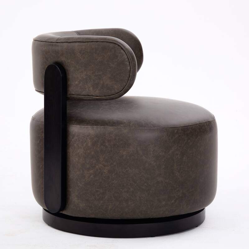 Christopher Knight Home -Modern PU Upholstered Swivel Club Chair with Wooden Base