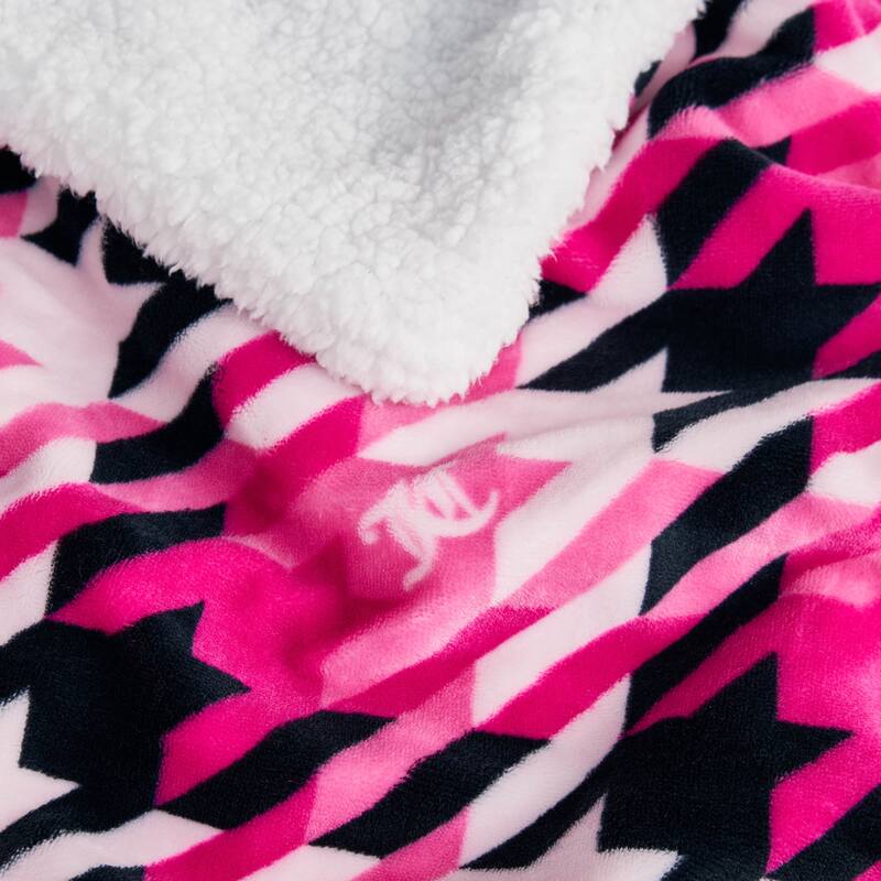 Juicy Couture Plush Reversible Sherpa Throw Blanket