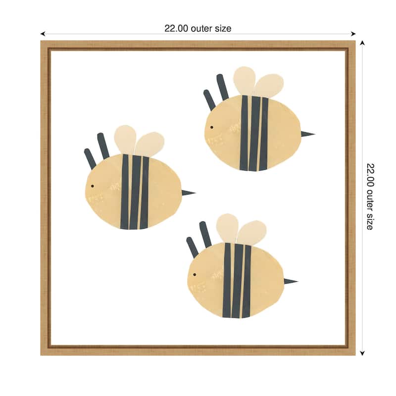 Kate and Laurel Buzzing Bees by Alicia Abla Framed Canvas Wall Art Print