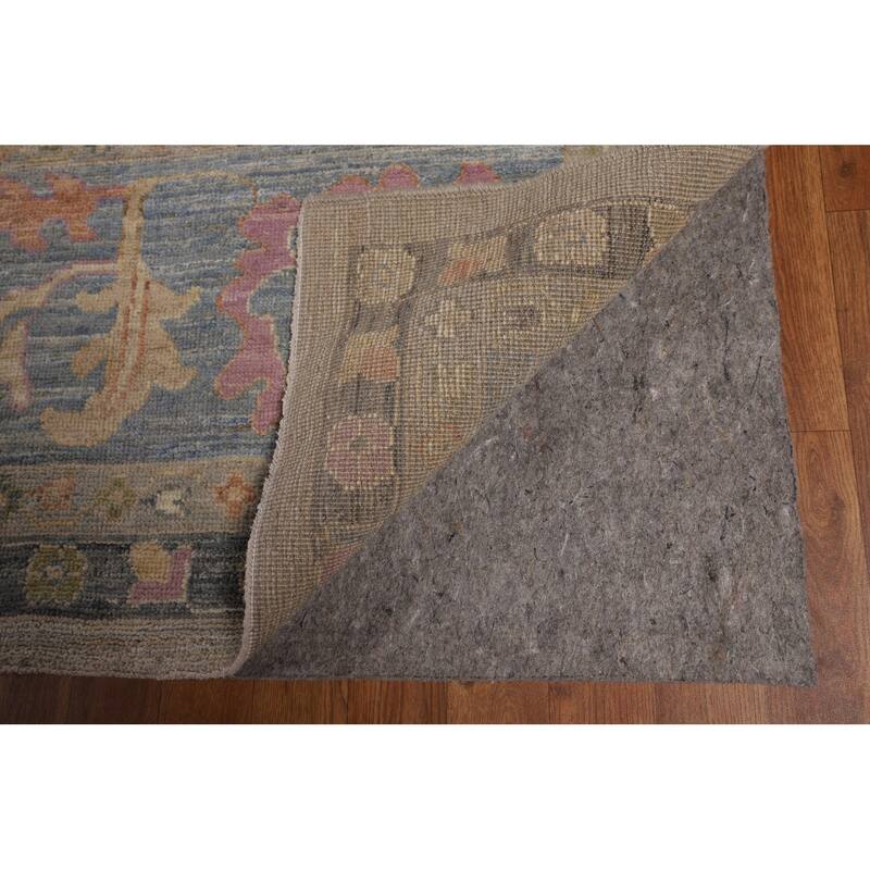 Oushak Turkish Large Area Rug Floral Hand-Knotted Wool Carpet - 10'1"x 14'0"