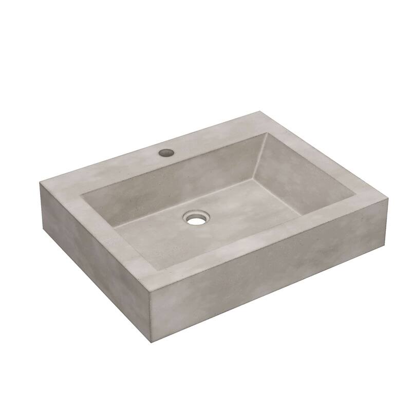Natoma 24" Wall-Mounted Concrete Rectangular Bathroom Sink - Single Faucet Hole