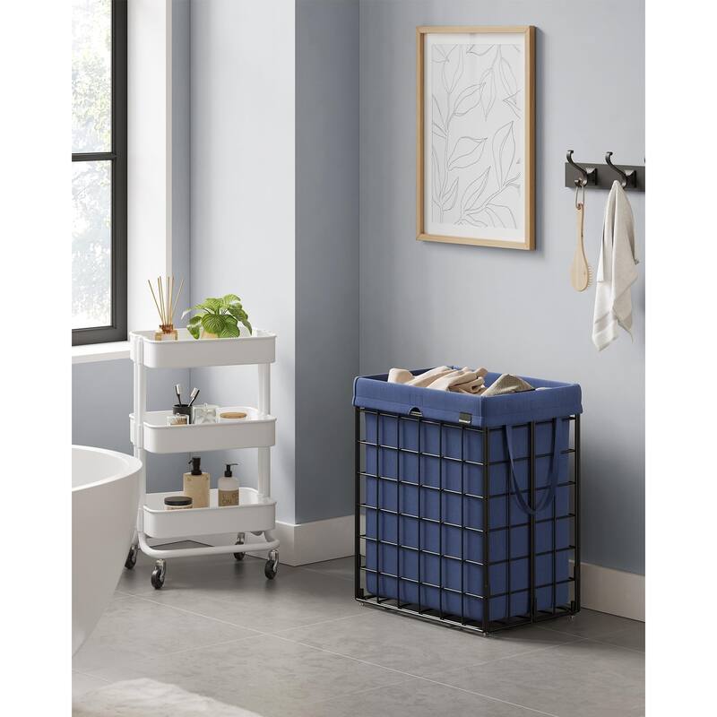 Laundry Hamper, 23.8 Gal (90L) Laundry Basket, Collapsible Clothes Hamper, Removable and Washable Liner, Metal Wire Frame