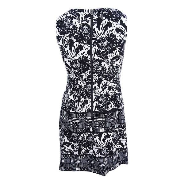 14, Black/White Vince Camuto Women's Floral-Print Fit & Flare Dress 14, Black/White Vince Camuto Women's Floral-Print Fit & Flare Dress