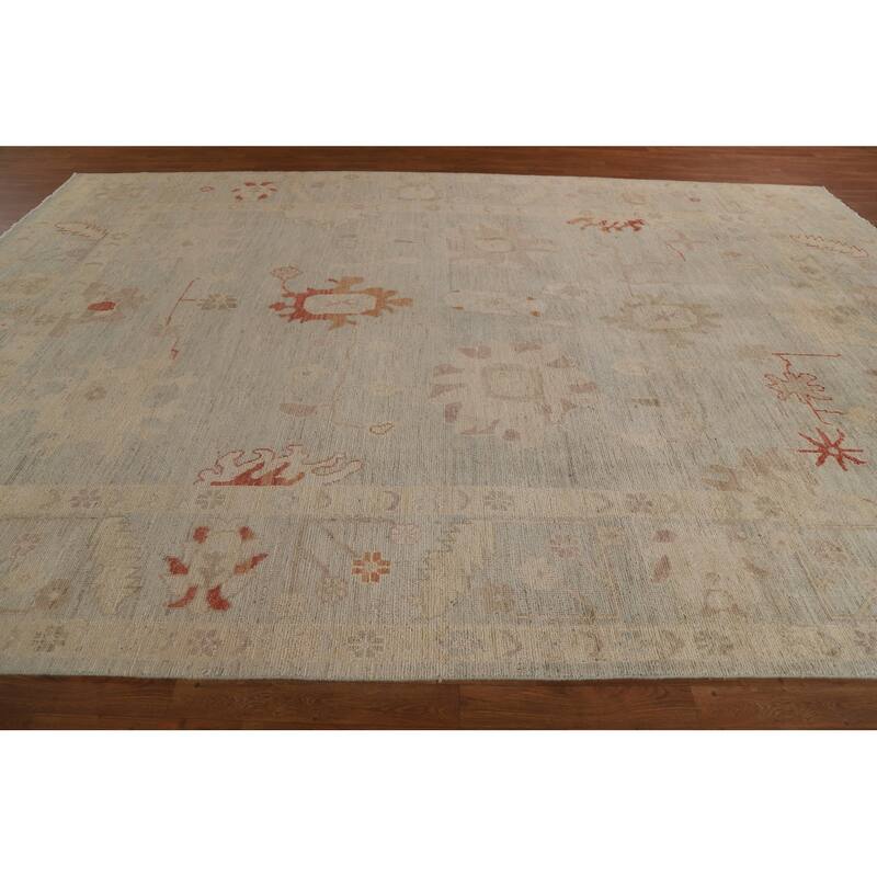 Vegetable Dye Oushak Turkish Area Rug Handmade Wool Oriental Carpet - 8'11"x 12'10"