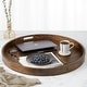 preview thumbnail 3 of 19, Round Black Walnut Wood Serving Tray Ottoman Tray with Handles