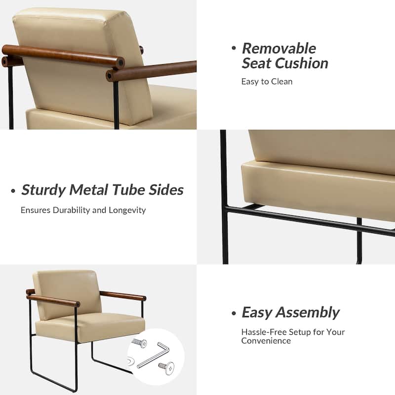 Justo Modern Accent Armchair with Metal Base and Removable Cushion Set Of 2 By HULALA HOME