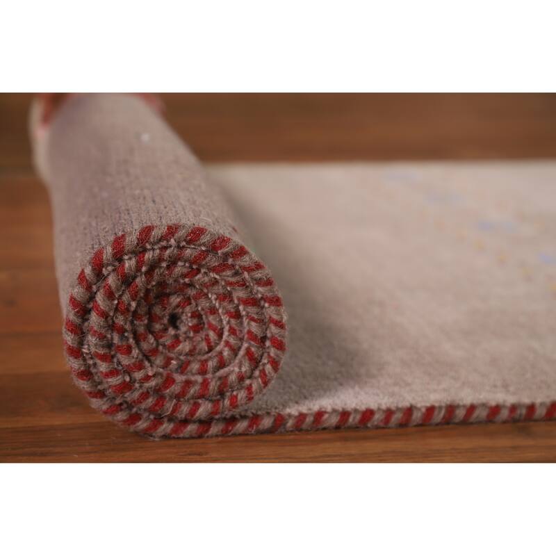 Hand Knotted Oriental 100% Wool Carpet Tribal Tribal Brown Gabbeh Runner Rug - 9' 10'' X 2' 8''