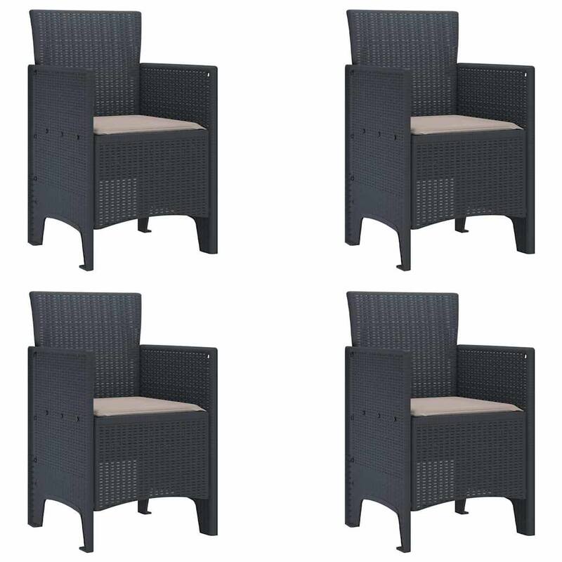 vidaXL Garden Dining Set 5/7 pcs Anthracite/Brown Polt rattan - 150 x 100 x 73 cm