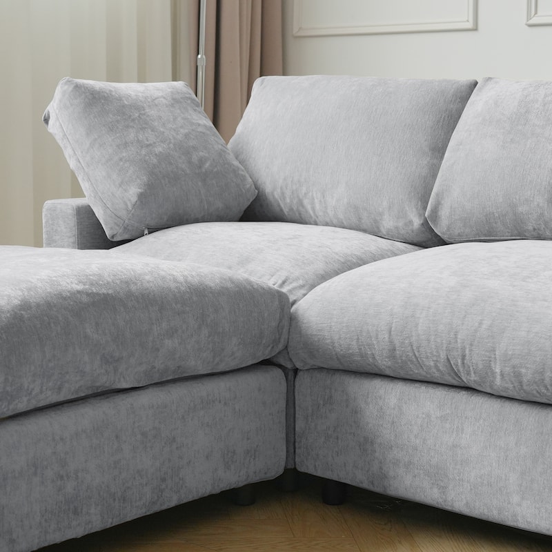 100.5'' V-shape Cloud Corner Sectional Sofa Chenille 5-Piece Modular Couch for Living Room Set