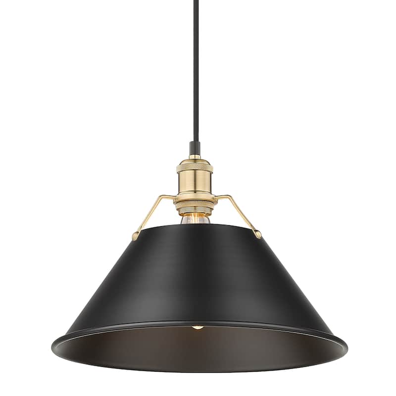 Orwell 14" Wide Large Pendant in Brushed Champagne Bronze with Matte Black - Gold