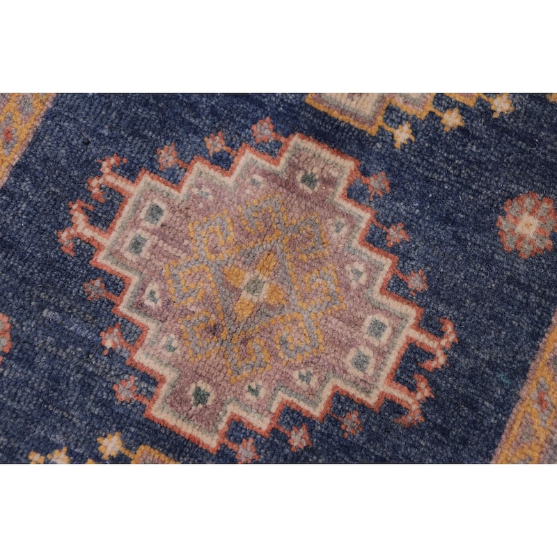Tribal Kazak Paxton Blue/Gray Wool Rug - 2'0'' x 3'0''
