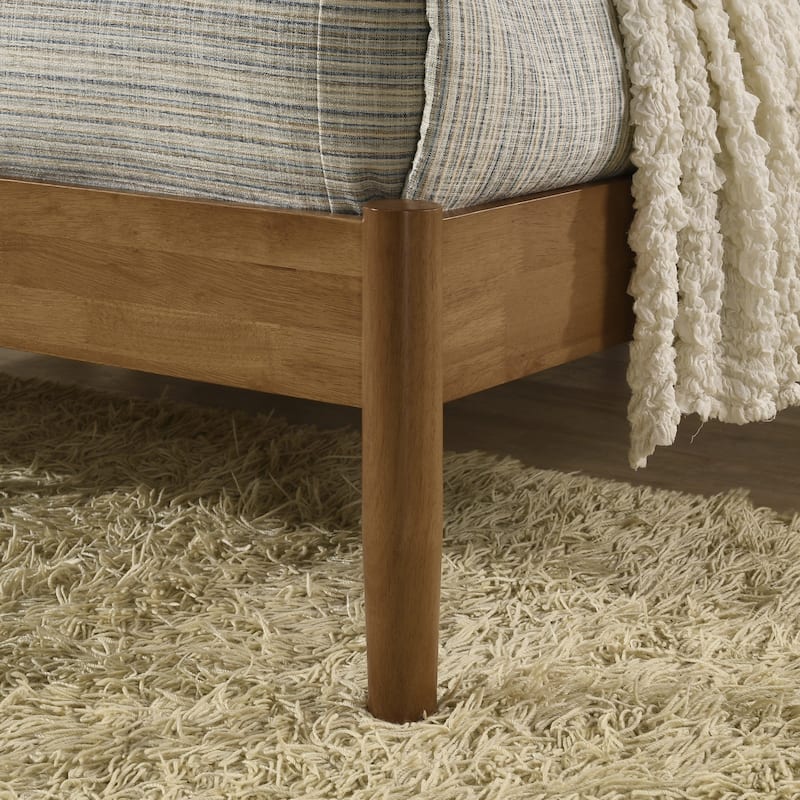 Roundhill Furniture Vichy Platform Bed, Light Walnut, Queen