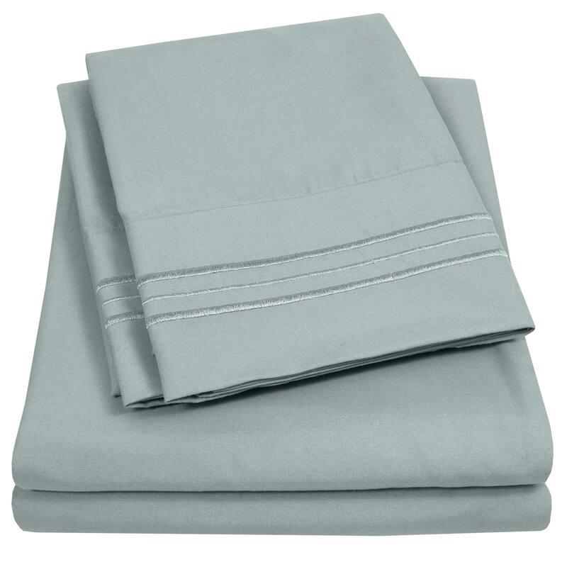 Deep Pocket Soft Microfiber 4-piece Solid Color Bed Sheet Set - Queen - Slate
