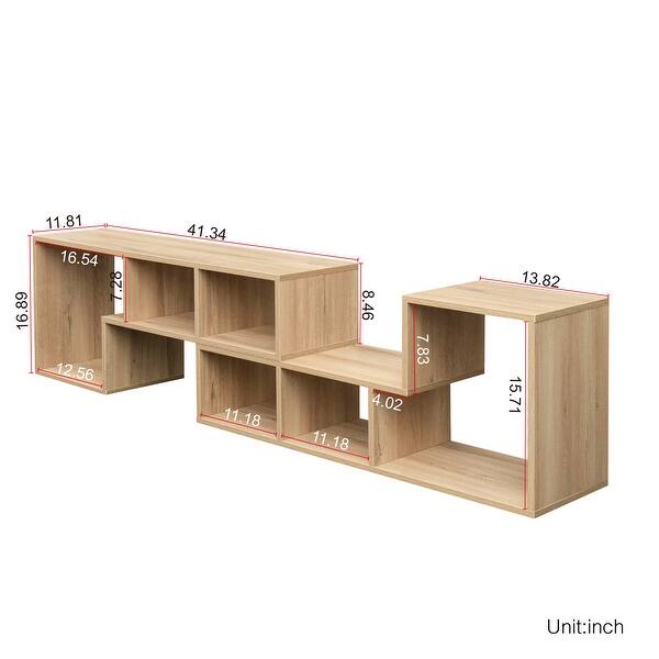 41 inch LShape Oak TV Stand Display Shelf Gaming Room Bookcase Home