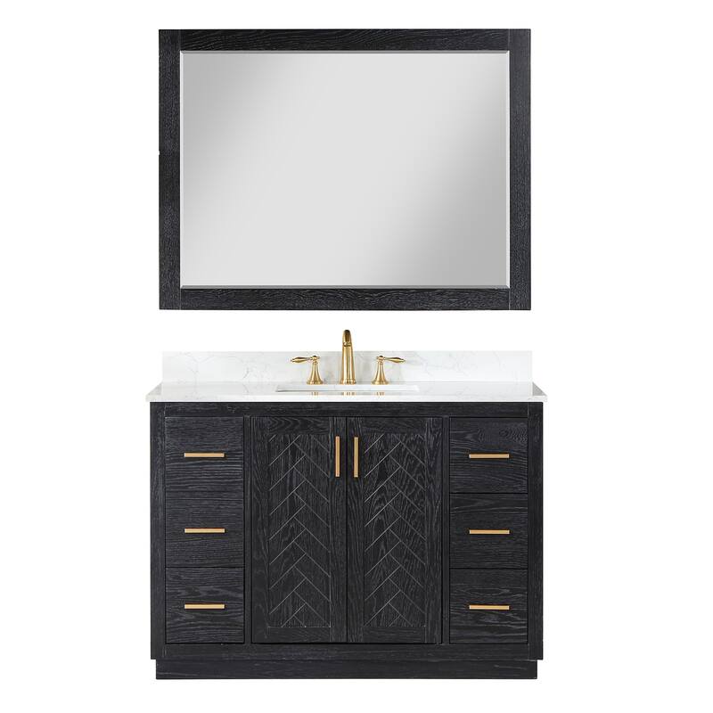 Altair Gazsi Bathroom Vanity with Composite Stone Countertop with Mirror