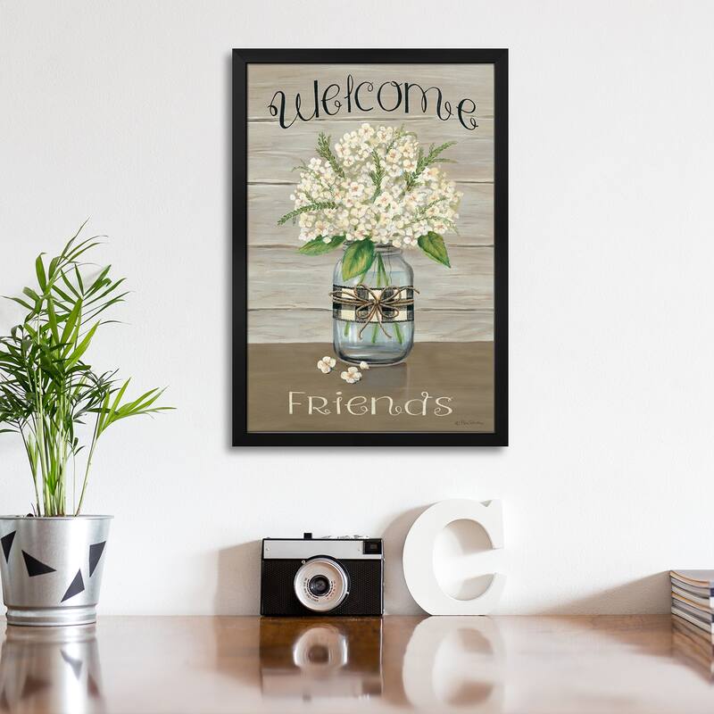 Welcome Friends Mason Jar Premium Framed Poster by Pam Britton