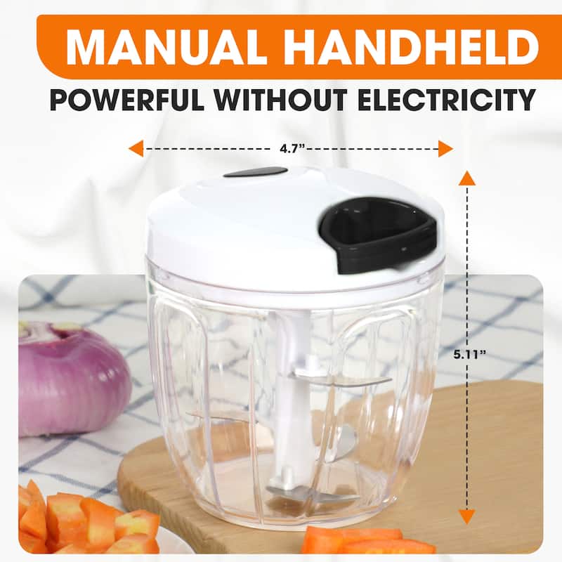 Cheer Collection 30oz Pull String Vegetable Chopper Black And White
