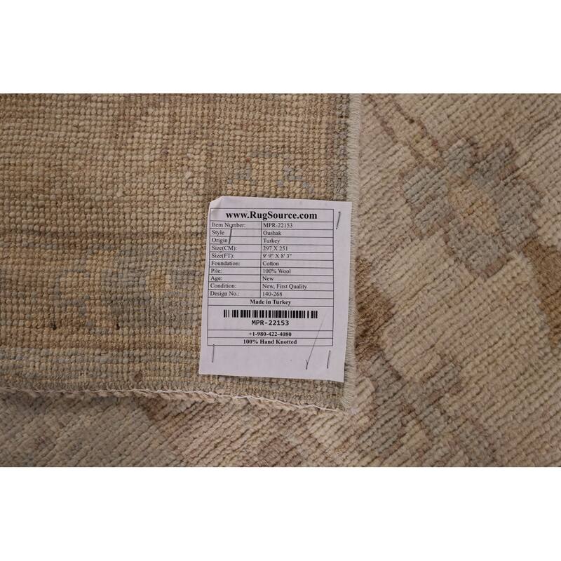 Oushak Vegetable Dye Area Rug Handmade Wool Carpet - 8'3" x 9'9"