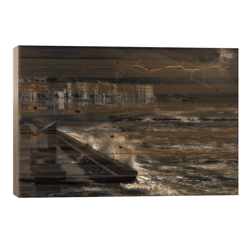 Dark Stormy Evening In Normandy Print On Wood by Yvette Depaepe - Multi-Color - 26x40x1.5
