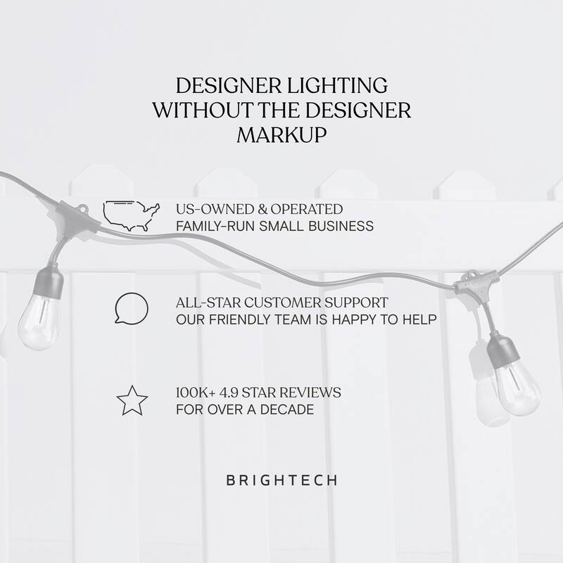 Brightech Ambience Pro 12-Light 27 ft. Outdoor Solar 1W 3000k LED S14 Hanging Remote Control Edison Bulb String-Light