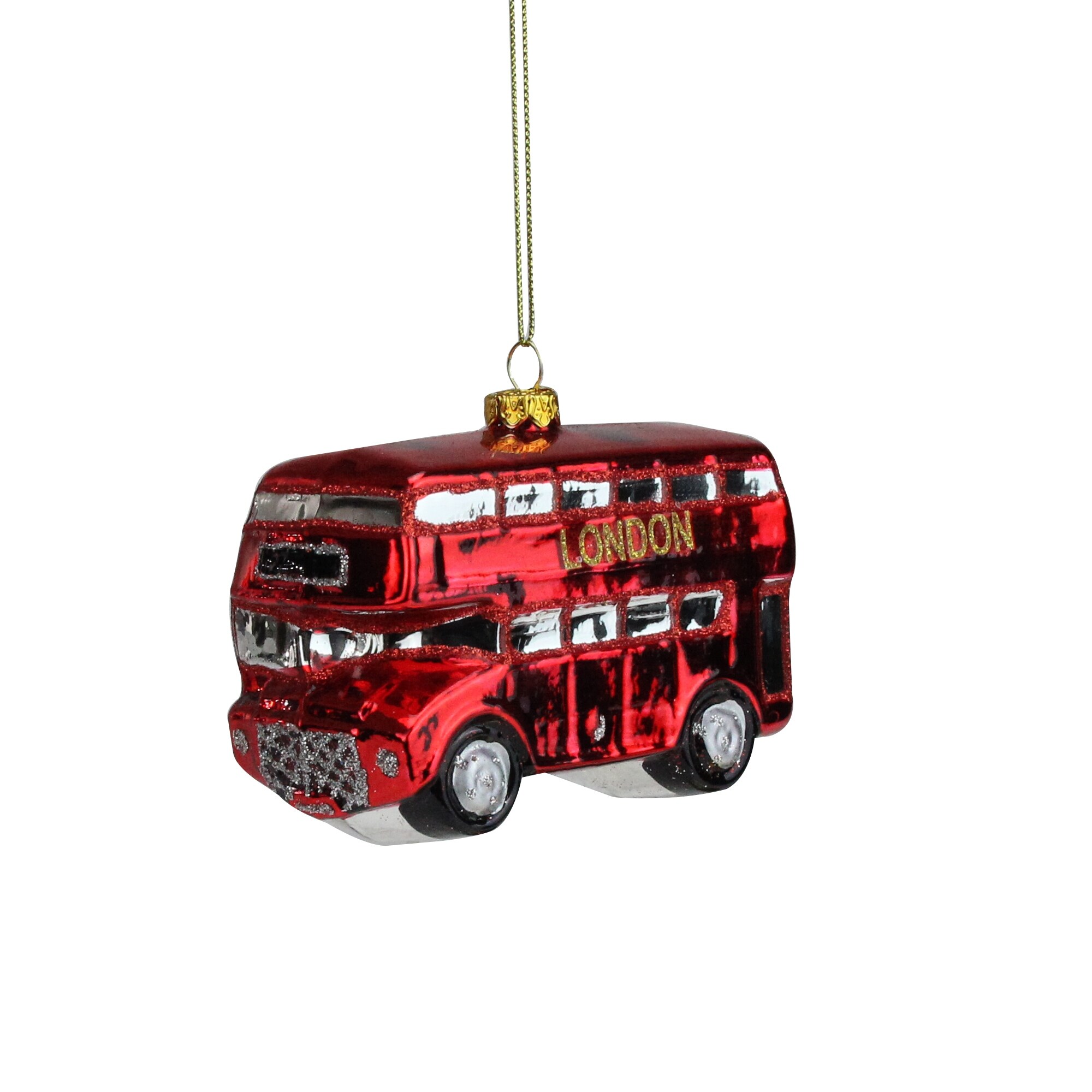 Shop Red Glass Double Decker London Tour Bus Christmas Ornament