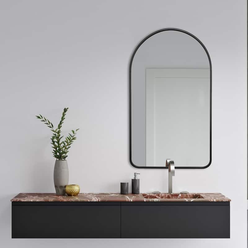 Rita Metal Framed Oval Wall Mirror Bathroom Vanity Mirror - 19.6" x 31" - Black
