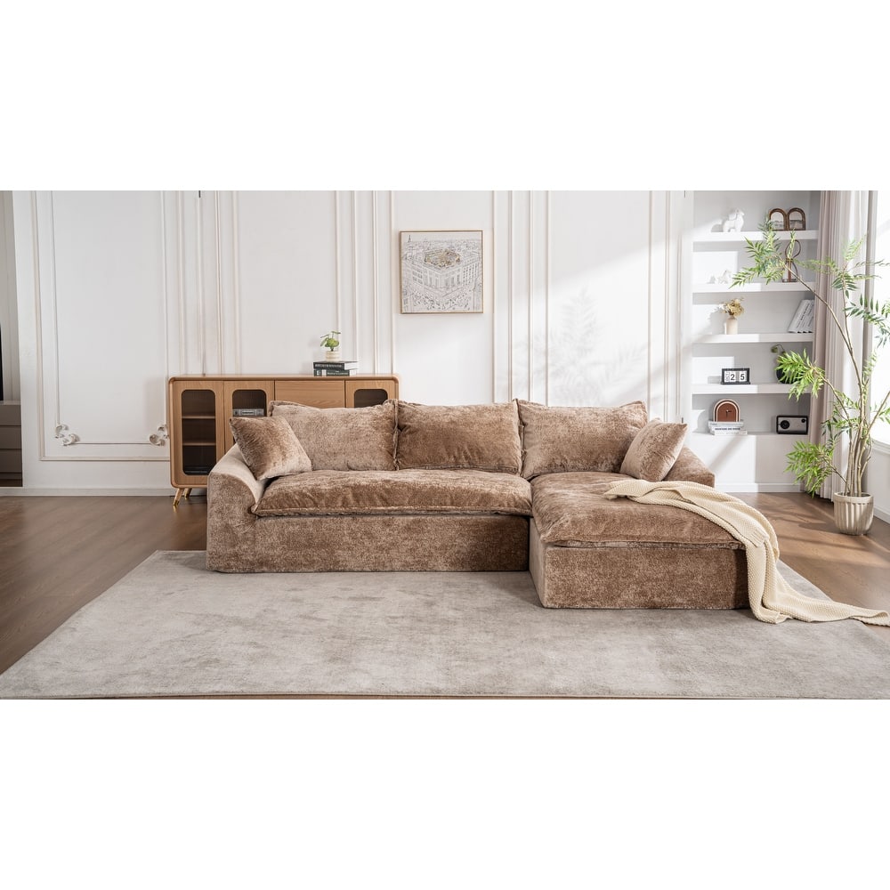 103" L-Shaped Cloud Sectional Sofa with Chaise, Upholstered Boneless Couches for Living Room, Modern Modular Chenille Sofa