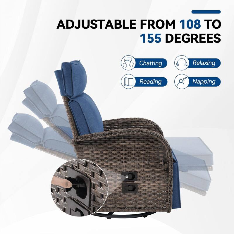 Pocassy Reclining Patio Chair with Adjustable Backrest