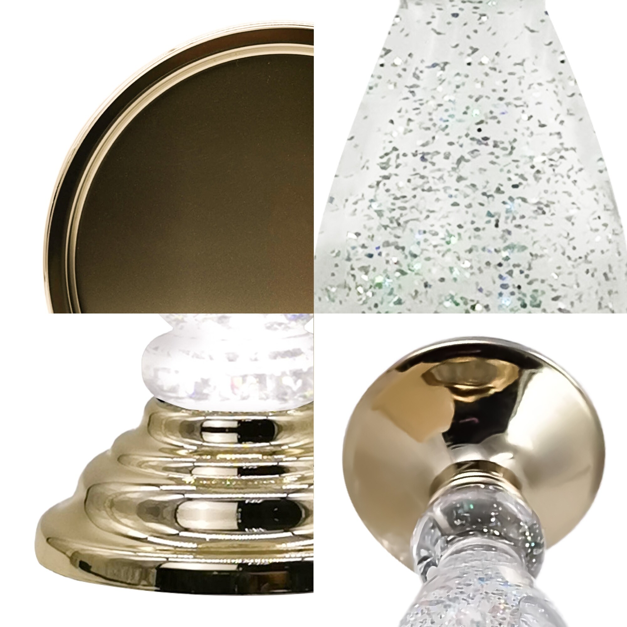 Swirling Glitter LED light up pedestal candle holder with On Off switch. Set of 2 On Sale Bed Bath Beyond 39317180
