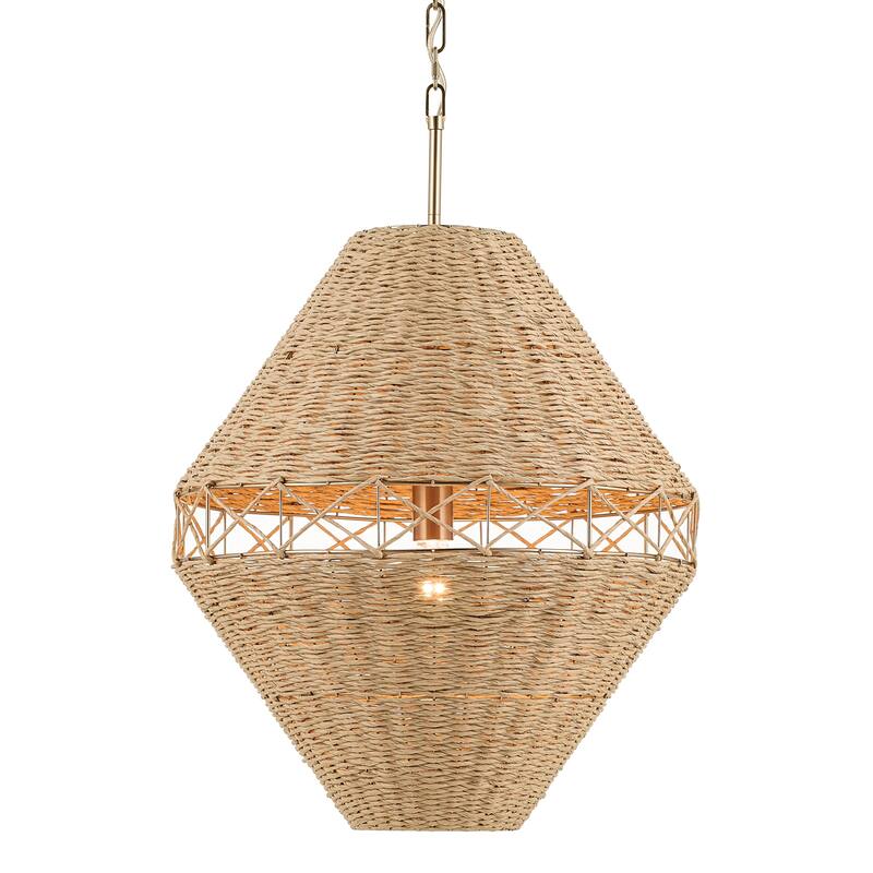 Kichler Lighting Lulo 20 Inch 1 Light Pendant with Handwoven Natural Cord in Champagne Bronze